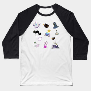 Black Cat Magic Potion Sticker Pack Baseball T-Shirt